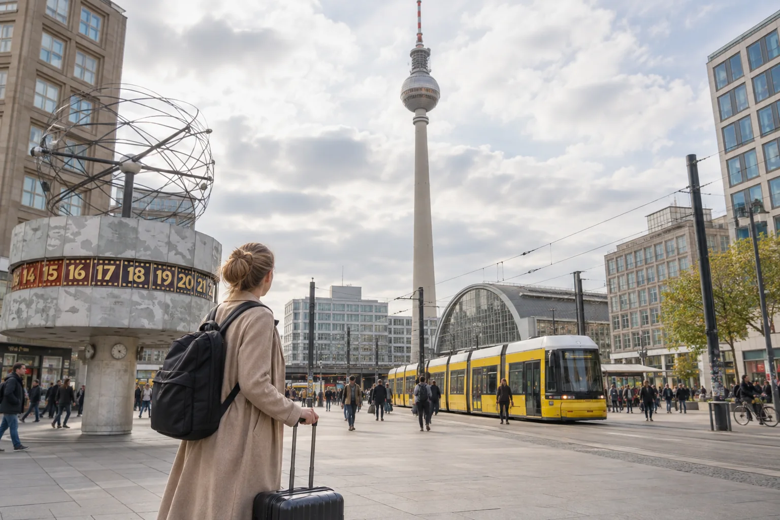 Alexanderplatz with the TV Tower and World Clock in Berlin